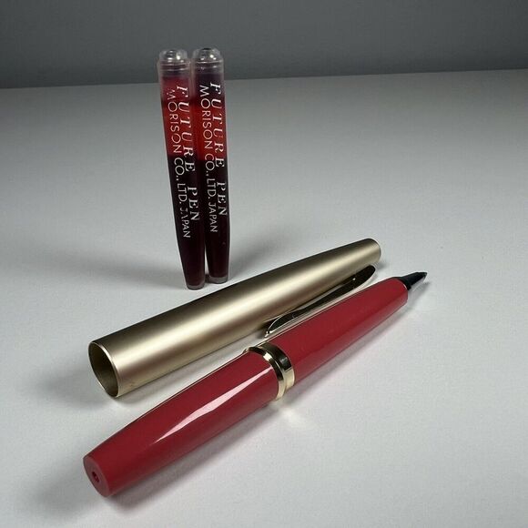 Vintage Morison Gold and Rose Ballpoint Pen W/ Red Ink Cartridges Japan NOS - Picture 3 of 5